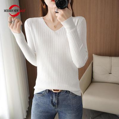 Maglione da donna Maglioni di lana caldi e morbidi autunnali Pullover lavorato a maglia Maglione femminile primaverile in maglia con scollo a V