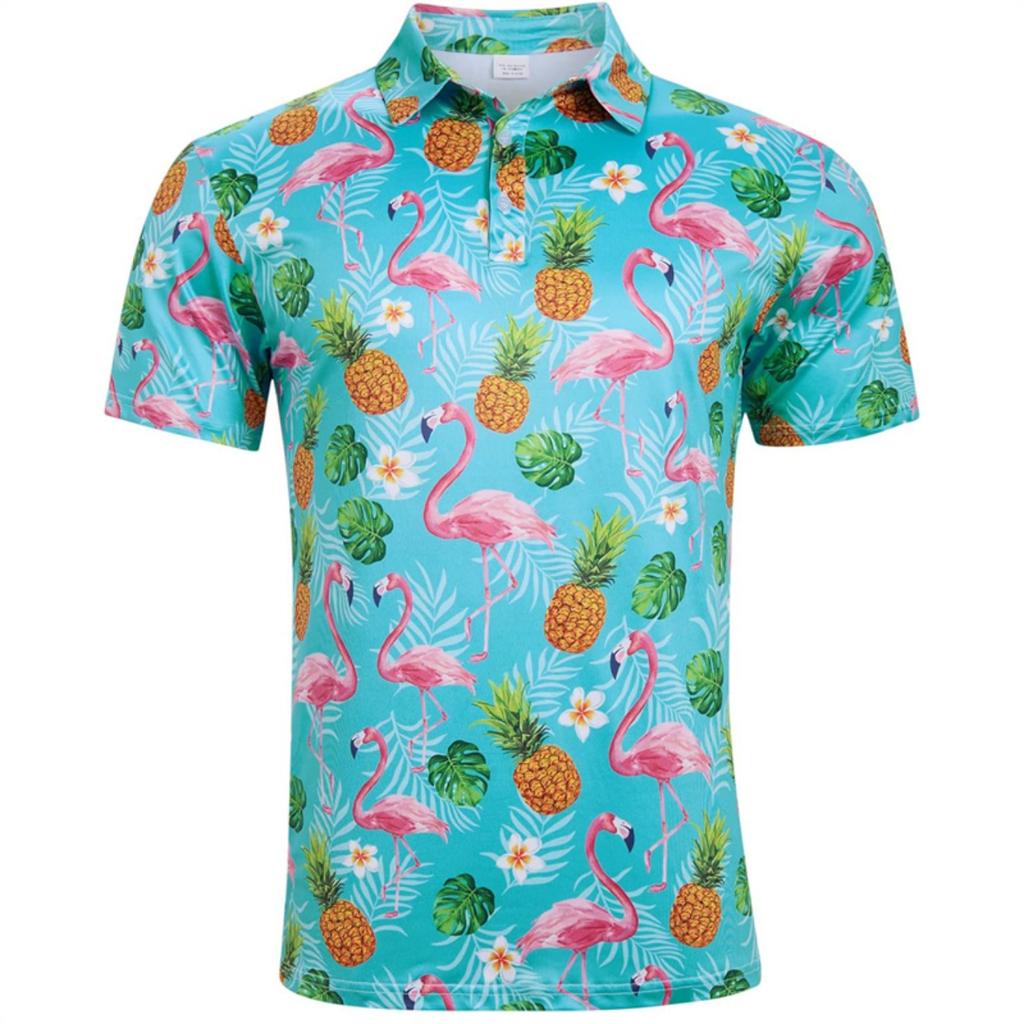 Hawaiian Flower Plants 3D Print Polo Shirts For Men Clothes Harajuku Short Sleeve Cool Button Lapel Tee Shirt Women Clothes