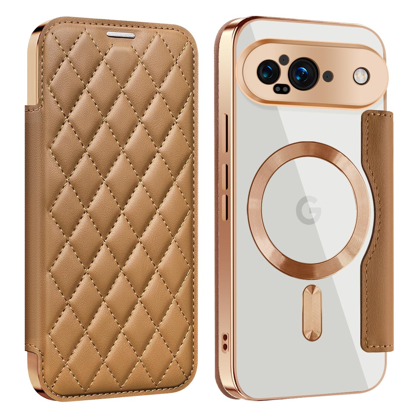 

Для Google Pixel 7a/8a/9/9 Pro/9 Pro XL/10/10 Pro/10 Pro XL. Кожаный чехол Yadun Small Fragrance с блокировкой RFID и поддержкой беспроводной зарядки Google Pixel 9 Pro XL коричневый