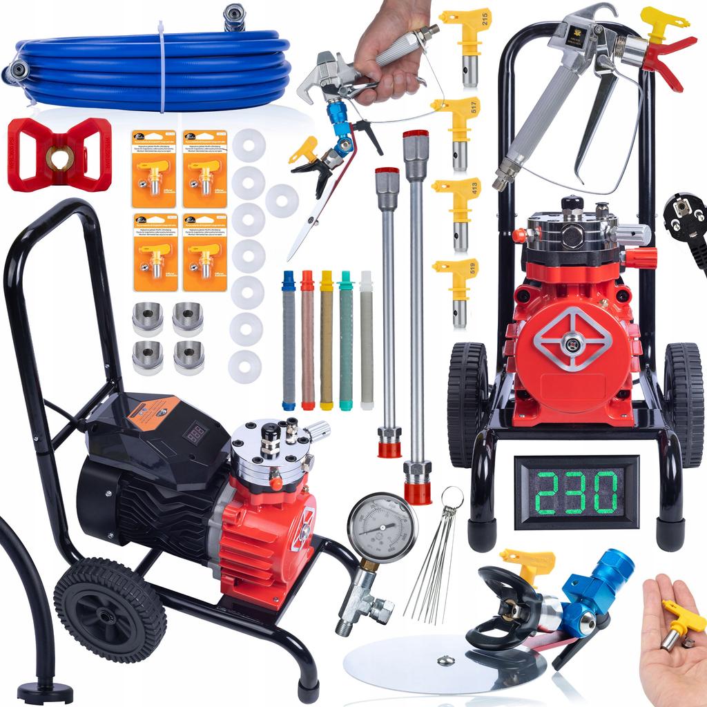 Rosfix Agregat Malarski Red Strong Storm 1100 RSS05 – 3500W, 22MPA, 18L/min | Zestaw Akcesoriów MEGA PACK | Profesjonalne Malowanie