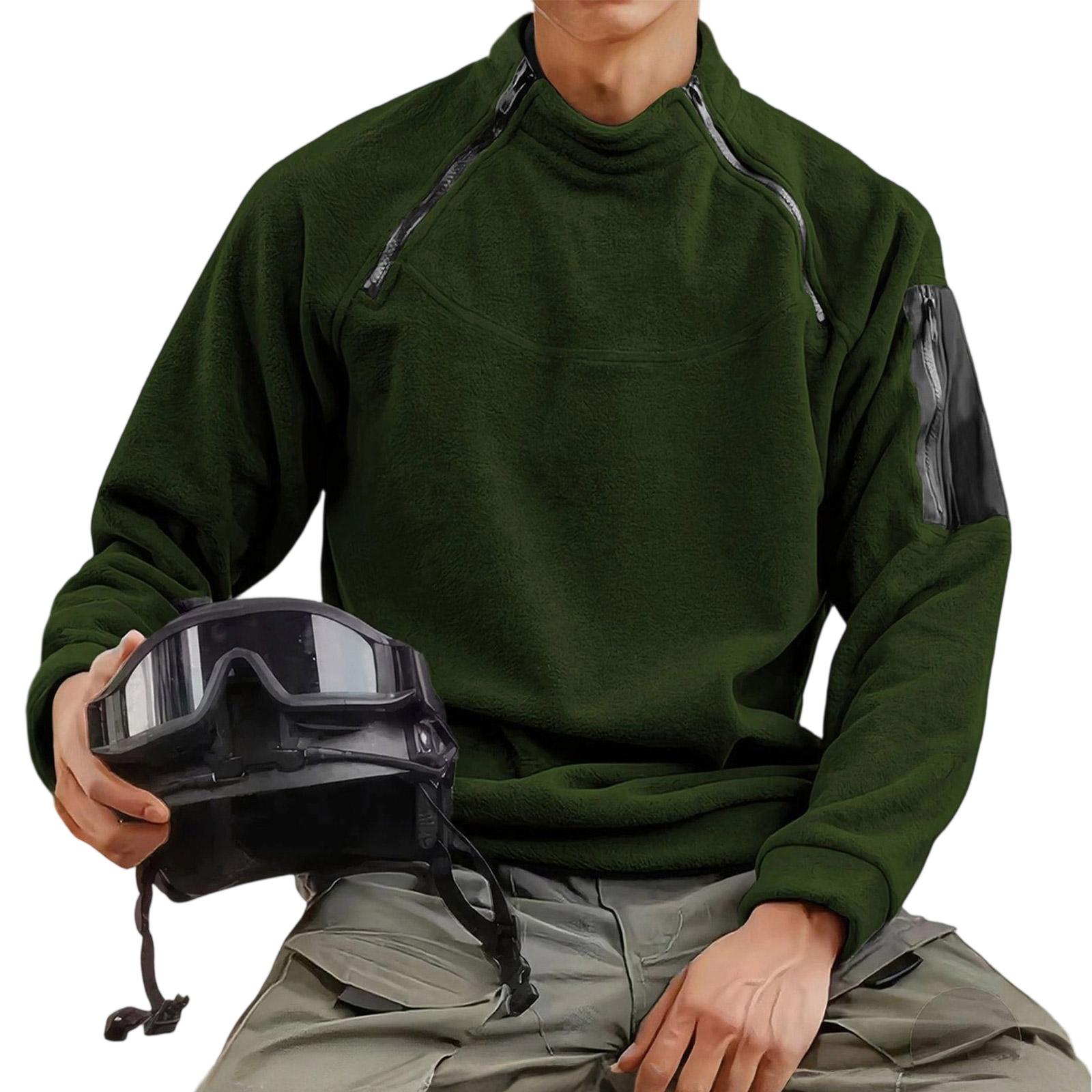 

Мужской Тренд Круглый вырез Двойная молния Карман Однотонный Для улицы Функциональный Рабочая одежда Худи XXXL