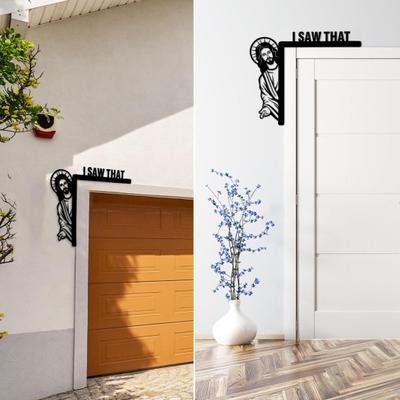 Door Frame Decor Wood Funny Door Sign Jesus I Saw That Frame Corner Ornament for Home Wall Furniture