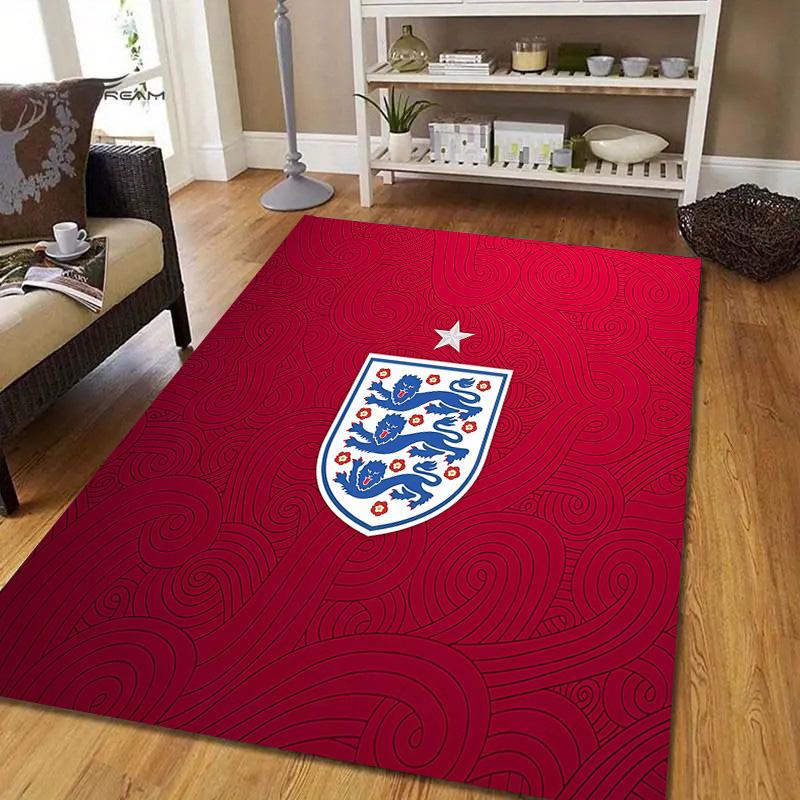 England National Men's Football Team Flannel Pattern Square Carpet,Area Rug,Carpet Rug for Living Room Bedroom Sofa Playroom Decor,Non-slip Floor Mat