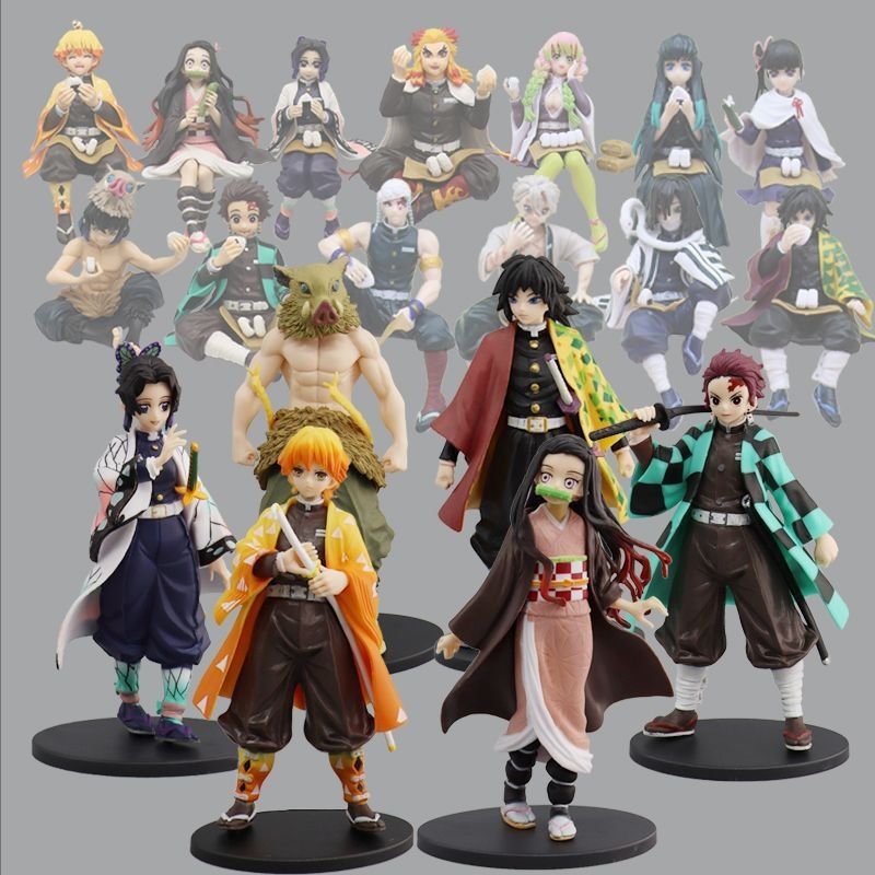 Demon Slayer Anime Action Figure - Kamado Tanjirou with Agatsuma Zenitsu and Nezuko PVC Model Toys Kimetsu No Yaiba Warriors