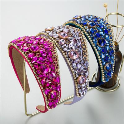 Color Rhinestone Headbands Fashion Hair Accessories Women Party Full Diamond Super Flash Crown Hairband Hair Band Hoop Headwear