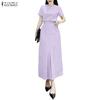 ZANZEA Women Short Sleeve Blouse and Skirts Casual Two Piece Suit Sets