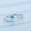 Atemberaubender 925 Sterlingsilber Sternring für Damen mit blauen Diamanten, verstellbares Design