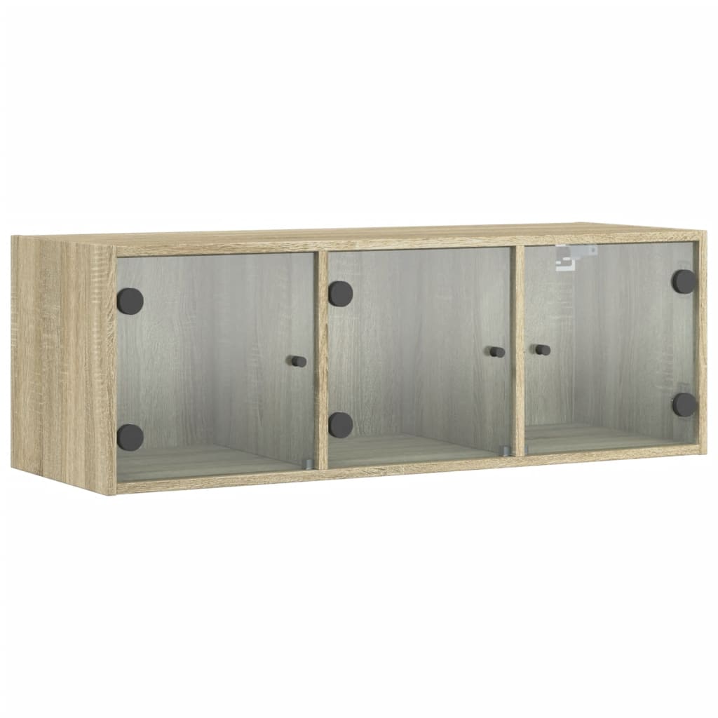 Wall Cabinet with Glass Doors Sonoma Oak 102 X 37 X 35 Cm