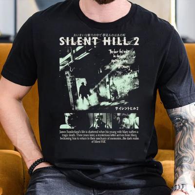 2025 Summer Silent Hill 2 Video Game Black Retro Game Tshirt Mens Casual Cotton Shortsleeved Tshirt Shirt Loose Tshirt