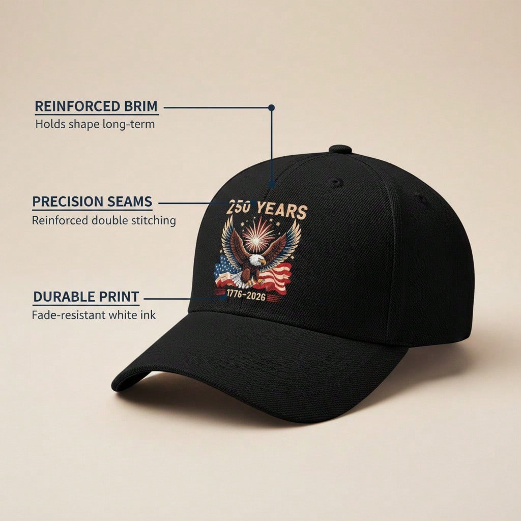 [250 Years Baseball Cap] Unisex Adjustable Polyester Printed Eagle Vintage Style Baseball Hat For Patriotic Holiday & Daily Wear