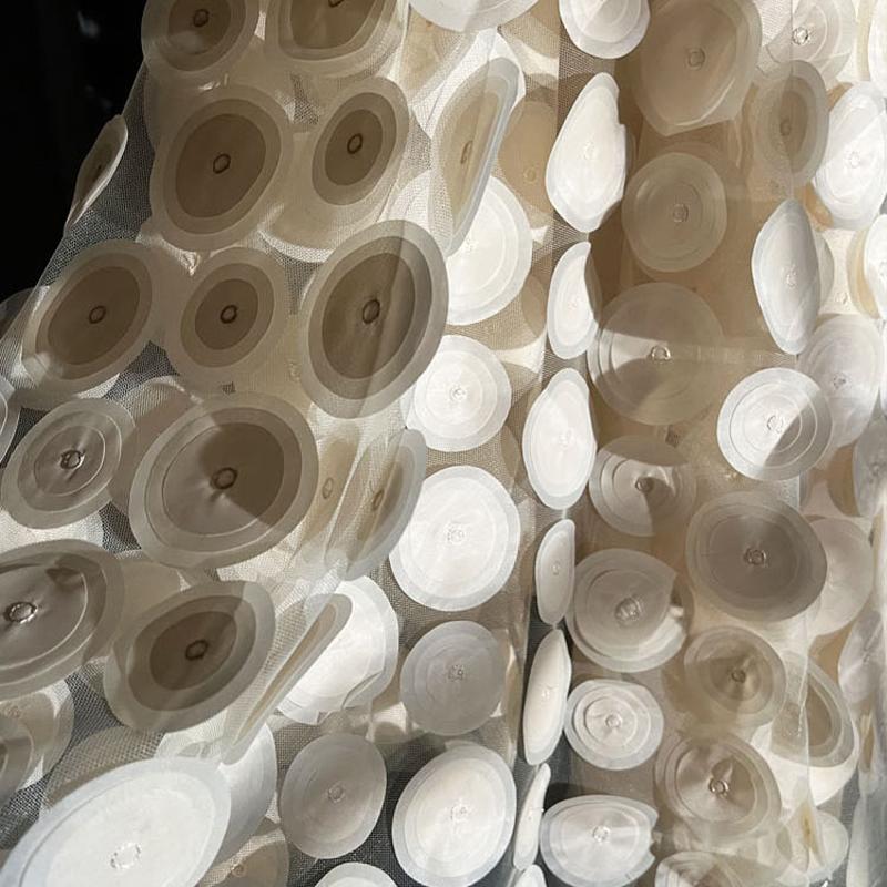 50x135cm 3D Textura Pesada Pieza de Corte Circular Tejido de Malla Perspectiva Encaje Africano Tejido de Diseñador Ropa DIY Vestido de Noche