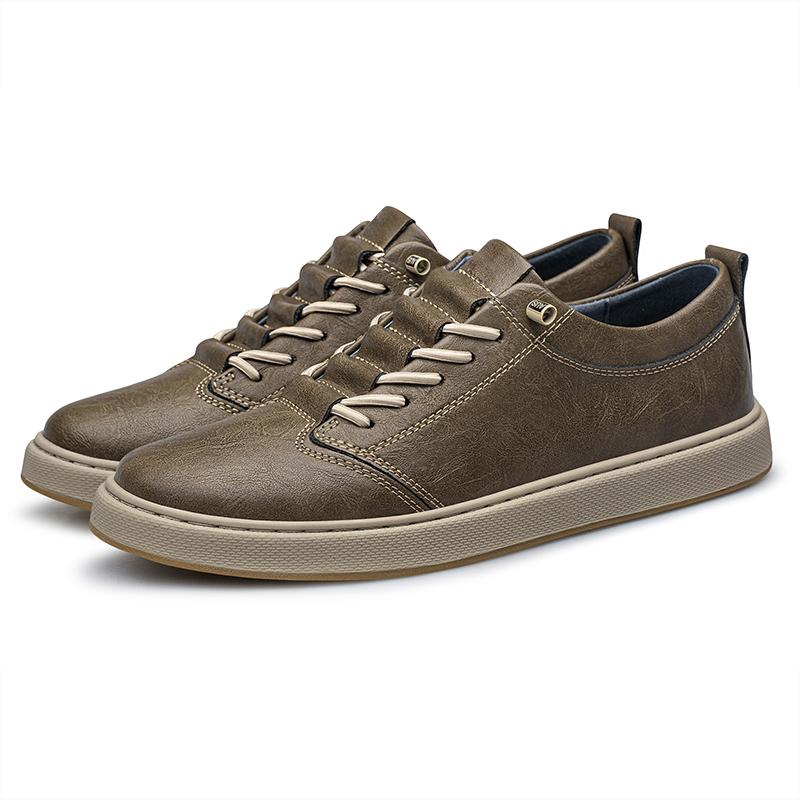 Genuine Leather Casual Shoes British Style Men's Lace Up Outdoor White Sneakers Office Men's Dress Shoes Large Size 37-47 Comfy