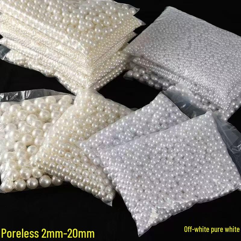 Poreless Acrylic Imitation Pearl Beads: Rice-White, 2-20mm for DIY Handmade Bags & Jewelry.