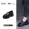Retro British small leather shoes women's 2025 new round head thick heel platform loafers versatile one-pedal shoes