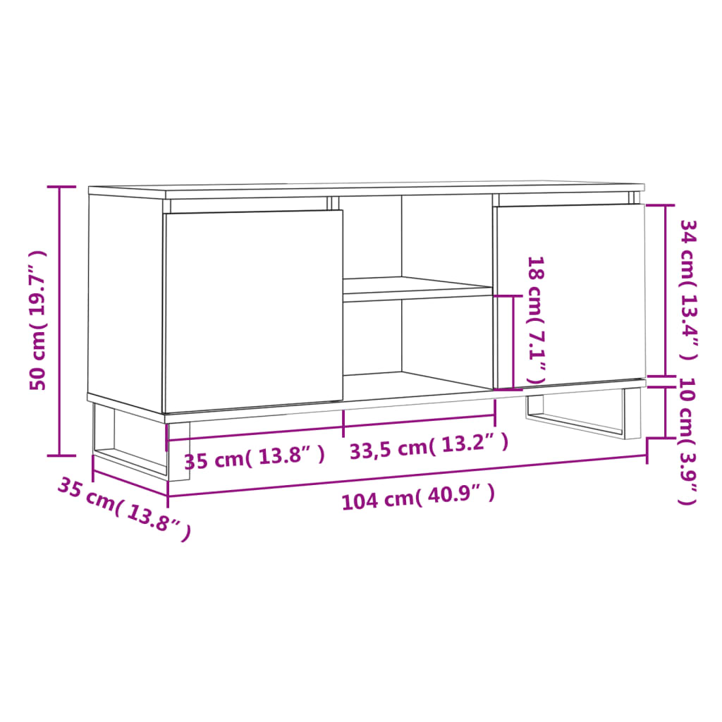 TV Stand Concrete Grey 104 x 35 x 50 cm Particleboard