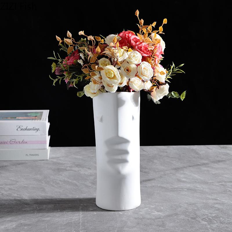 Abstract Human Head Ceramic Vase Plant Pots Table Decoration Flowers Arrangement Floral Vases Modern Home Decor Accessories