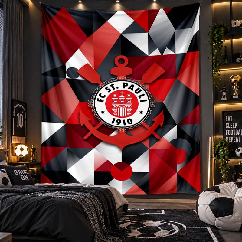 Wall Hanging Tapestry FC St. Pauli Football Print Cloth for Living Room Bedroom Home Decor