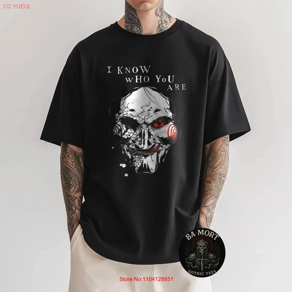 Saw Jigsaw Face I Know Who You Are Horror Movie T Shirt vintage Washed Stretched Soft Slightly graphic Unisex streetwear