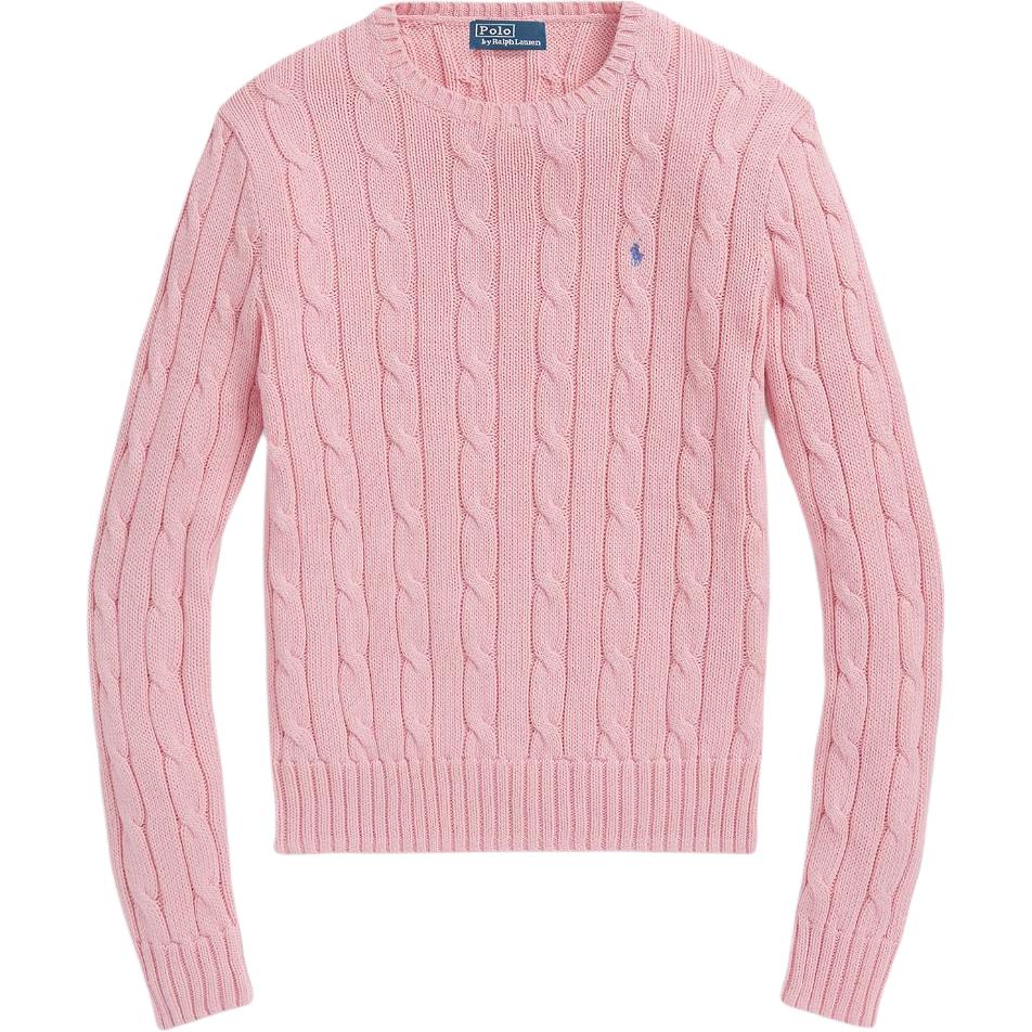 Polo Ralph Lauren SS23 Solid Color Embroidered Cable Knit Sweater Women sweater Pink 211891640-004