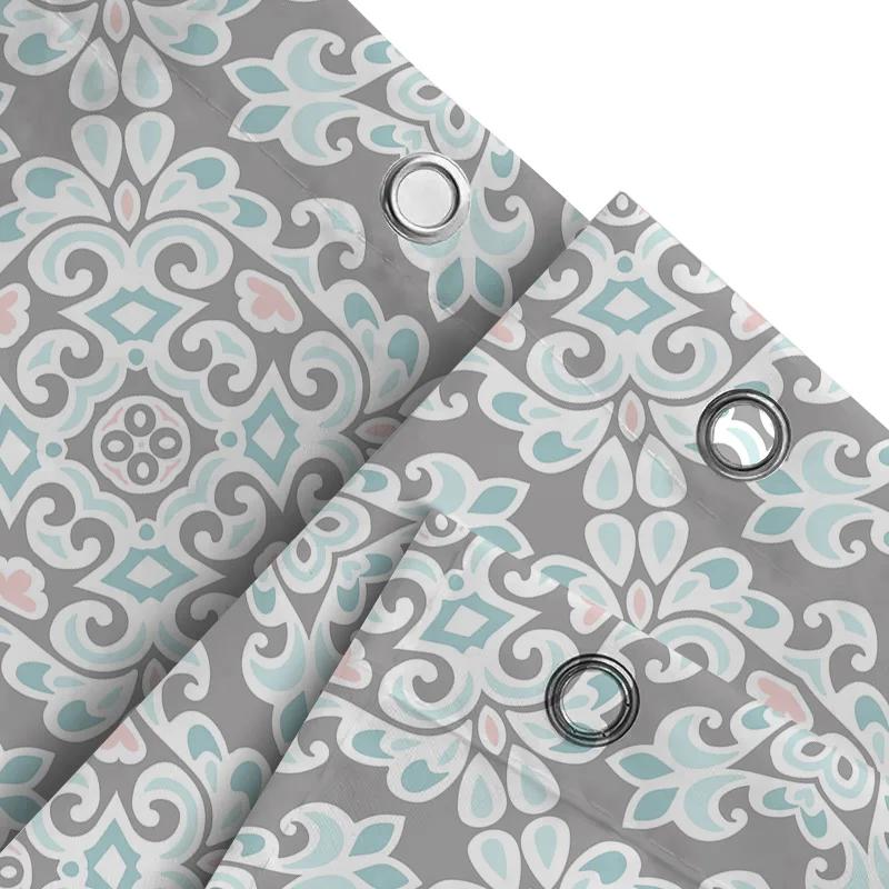Modern Floral Print Shower Curtains Elegant Waterfall Pattern Bath Decor For Home Bathroom Accessories Gray Blue White Color Mat