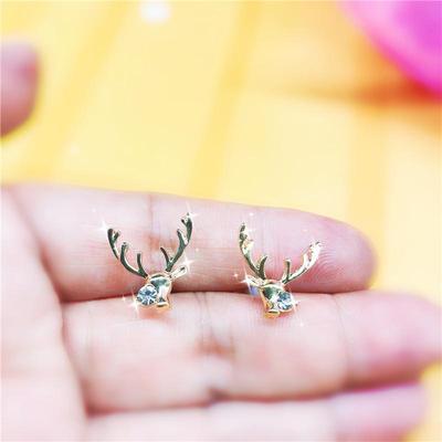 925 Silver Elk Antler Stud Earrings - Simple, Versatile Christmas Jewelry for Girls In Mori Style.