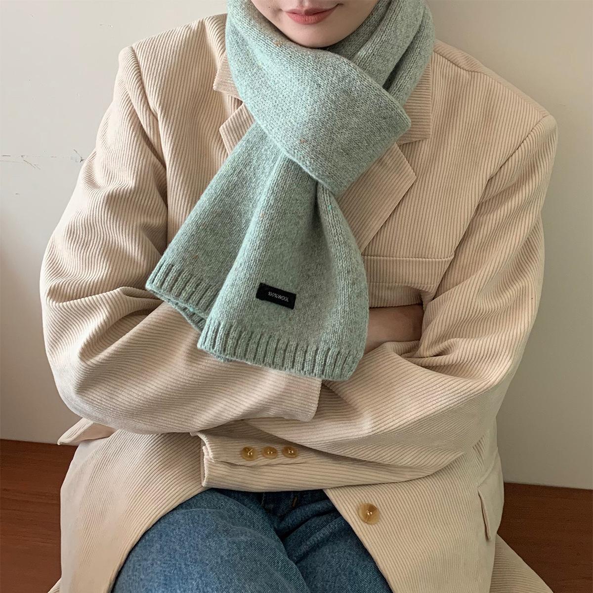 

Korean Style Autumn and Winter Couples Thickened Wool Scarf Women s Warm Small Knitted Wool Scarf 160*20cm