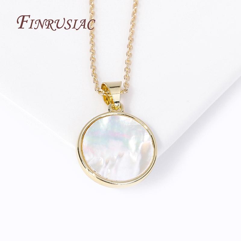 18K Gold Plated Natural Shell Round Pendants,High Quality Brass Metal Charms For Necklace/Bracelet DIY Jewelry Making Findings
