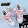Silk Satin Ballet Bow Shoelaces, 4.0CM Double-Sided Bright White Ribbon Shoelaces