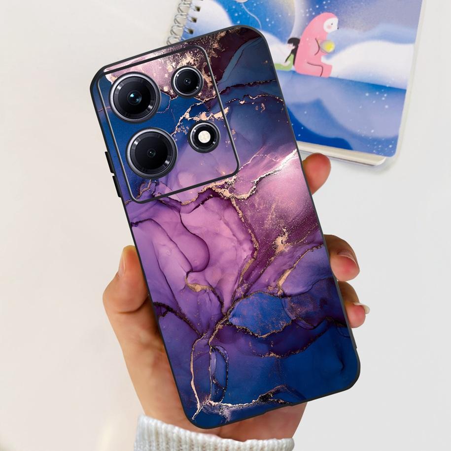For Infinix Note 30i Case Stylish Flower Black TPU Shockproof Bumper For Infinix Note 30 Pro X678B Phone Cover Note 30 5G Fundas