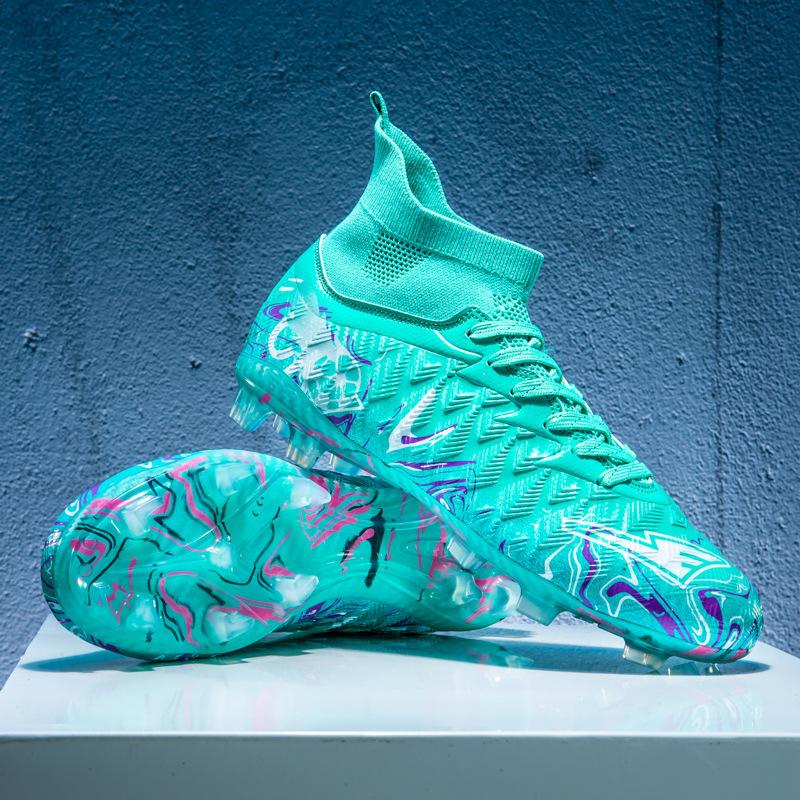 High-top Broken Nails Football Shoes Boys and Girls Adult Breathable Non-slip Training Shoes Long Nails Competition Sports Shoes