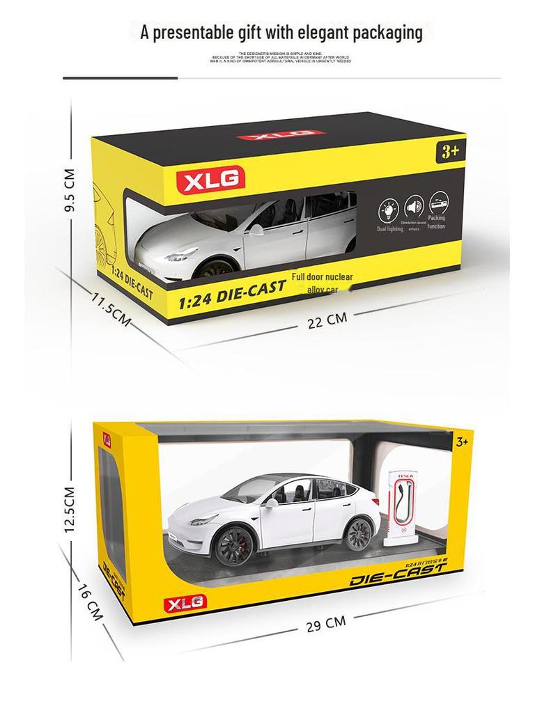 1:24 Tesla Model 3 Alloy Toy Car with Sound, Light, and Openable Doors