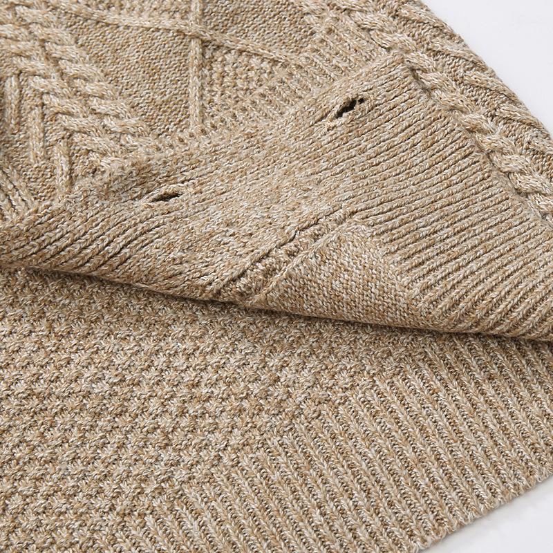 2024 Europäische Größe Frühling/Herbst Strickjacke: Zopfstrick, Langarm, Trendiger Verdickter Pullover