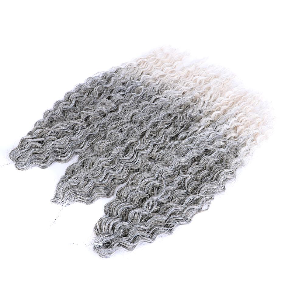 FASHION IDOL Ariel Twist Crochet Hair Synthetic 22 Inch 3 PCS Water Wave Hair Extensions Ombre Rainbow Color Braid Curly Hair