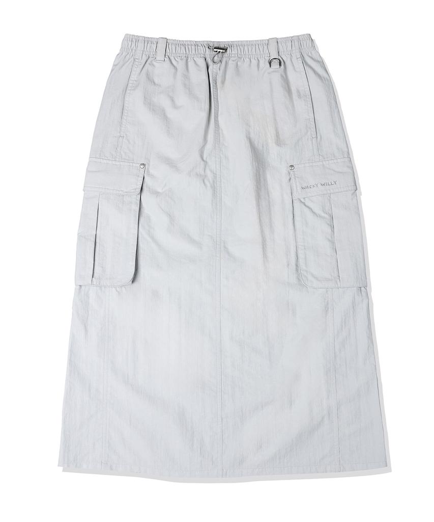 Wacky Willy Women'S Nylon Cargo Long Skirt Grey