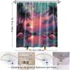 1pc Tropical Flamingo Shower Curtain - Tropical Beach Bathroom Decor with Flamingos, Palm Trees & Sunset - Extra Long 70.8x70.8