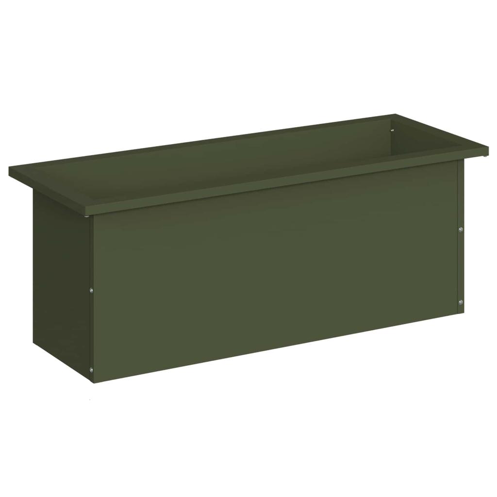 Garden Planter with LED Olive Green 30 X 80 X 30 Cm Steel