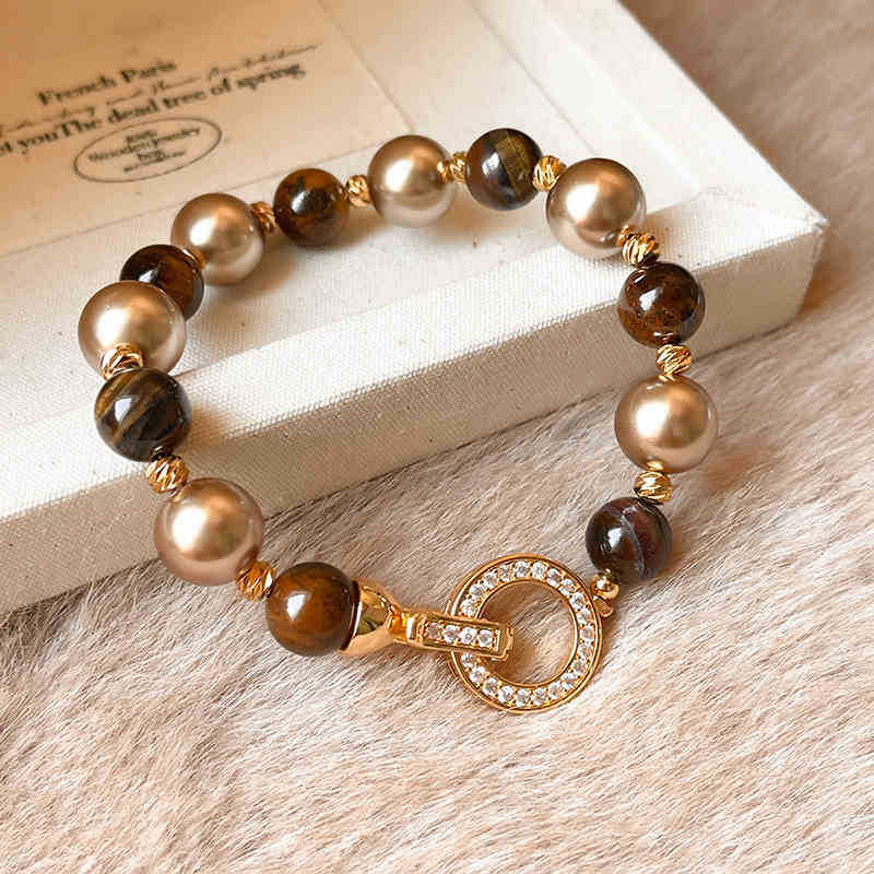 French temperament cold wind zircon star pearl bracelet light luxury bracelet sweet versatile jewelry
