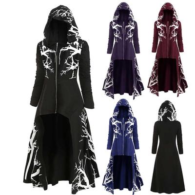 Robe à capuche pour femme grande taille, imprimé arbre, haut et bas, manteau d'Halloween, chemisier