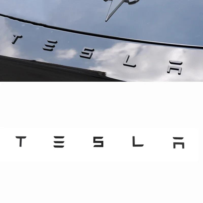 For Tesla Letters Model 3 ModelS ModelX Model Y Roadster ABS Car Front Hood Emblem Sticker Decoration Auto Rear Accessories
