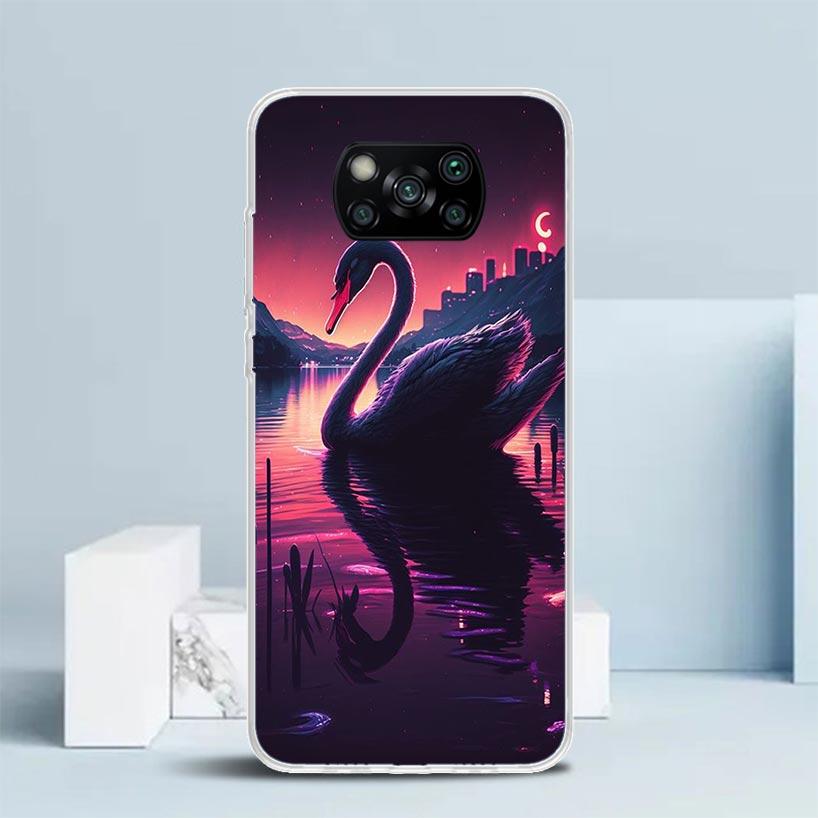 Black Swan Noble Phone Case For Xiaomi Poco F7 Ultra X5 X6 X7 Pro M7 Redmi 15C 15 13C 13 12C 12 10C 10 10A 9 9C 9A 9T Cover Poco