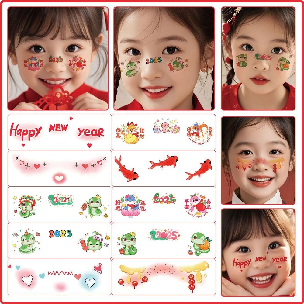 6 Sheets New Glitter Face Waterproof Temporary Face Makeup Patches DIY Red Sticker Women