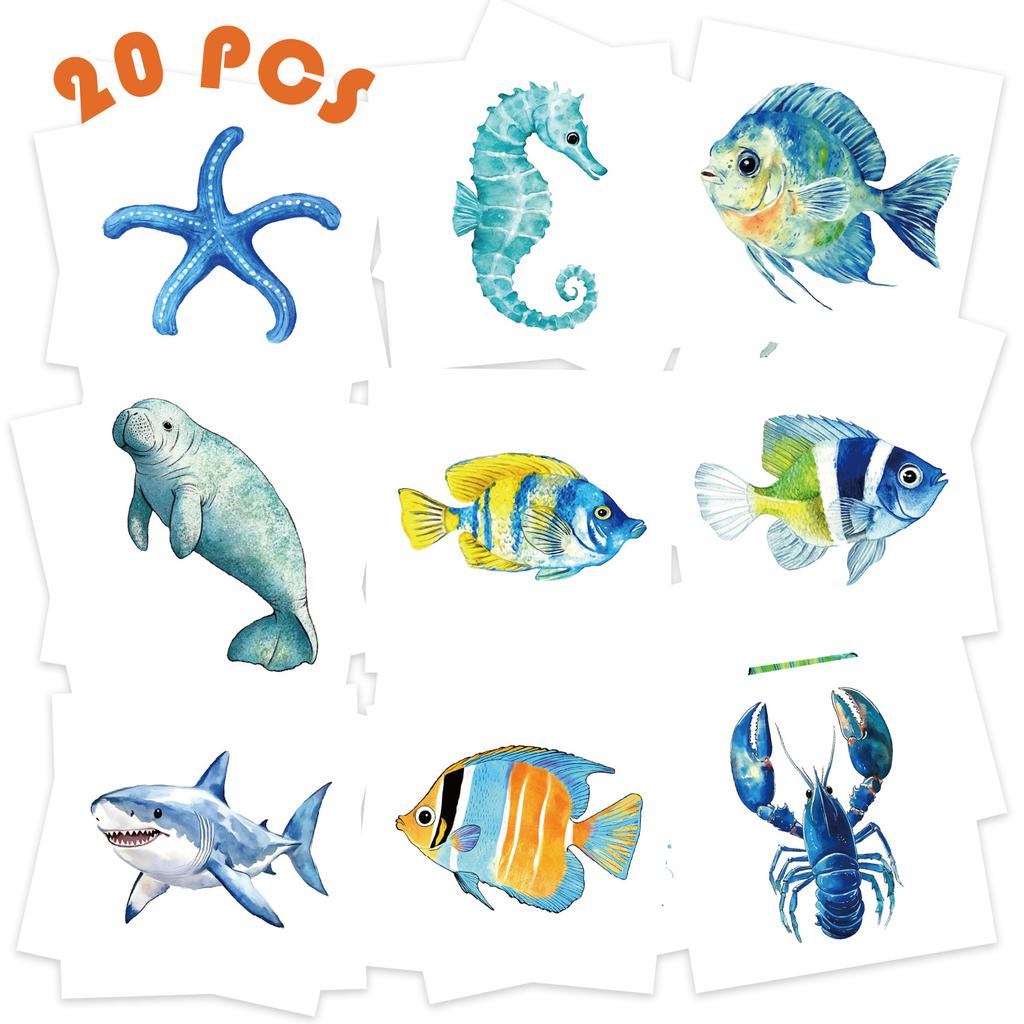 Cartoon Marine Creature Tattoo Stickers Can Waterproof Party Party Gift Funny Fun Temporary Face Stickers