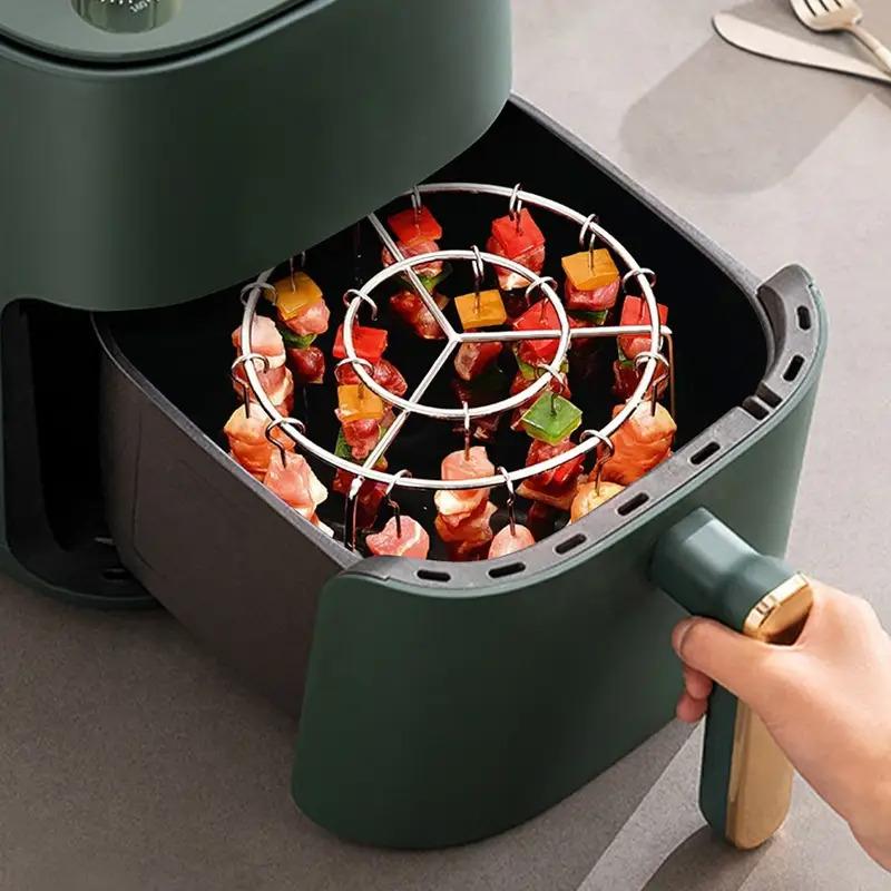 Food-grade Stainless Steel Grill Set: 1 Stand + 24 Skewers. For Air Fryer & Oven, Fits Meat, Seafood, Veggies, Fruits, Restaurant-ready.