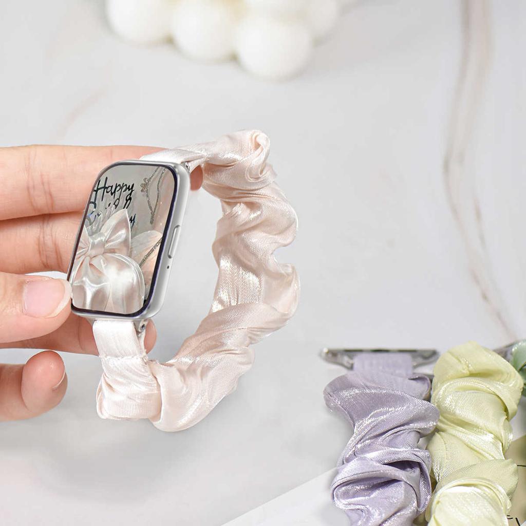 INS Chiffon Ice Silk Elastic Scrunchie Strap For Samsung Galaxy Fit3 SM-R390 Slim Girl Band Loop Bracelet For Galaxy Fit 3
