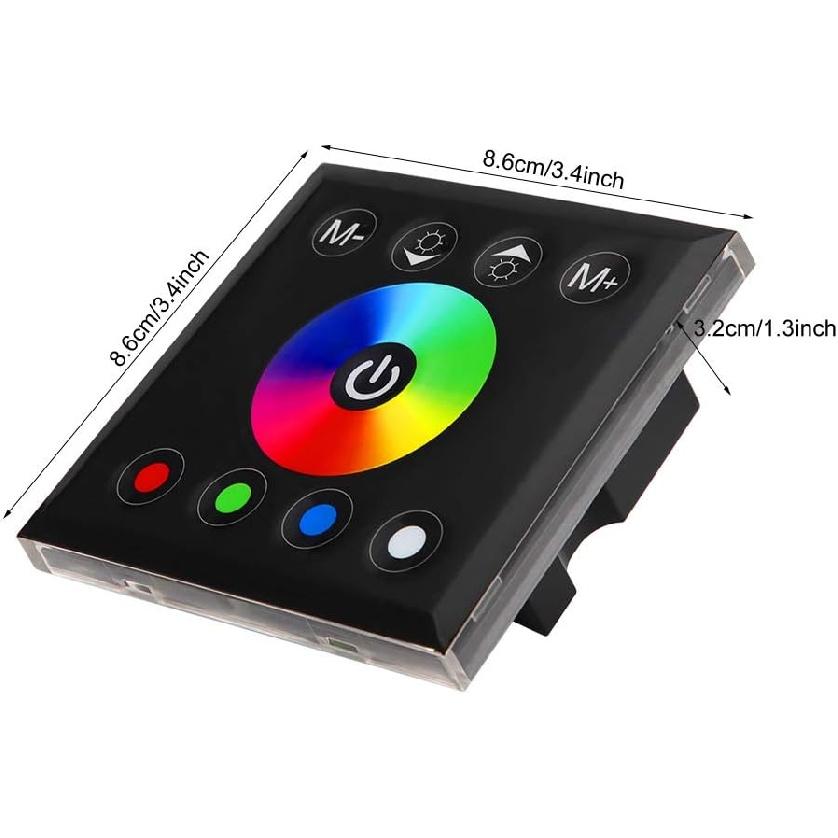 EVTSCAN LED Wall Switch Dimmer, Wall Mounted Colorful RGBW LED Touch Panel Controller Dimmer Switch for LED Strip Light (Black)