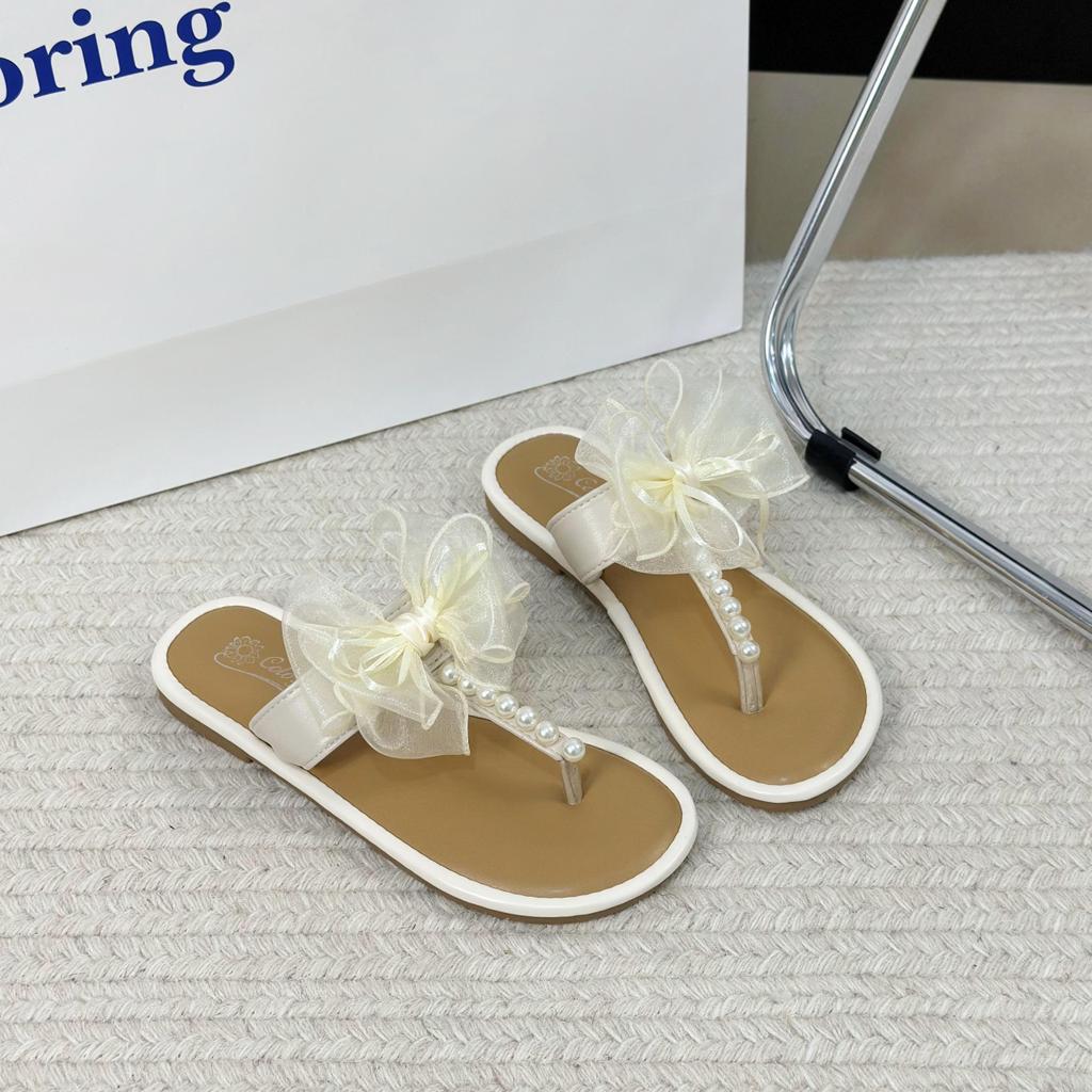 Mezzanine Slippers Female 2025 Summer New Soft Bottom Sweet Fairy Style with Skirt Wear Flat Bottom Cool Slippers