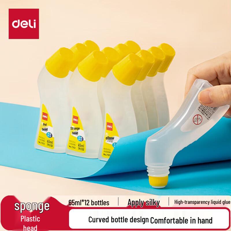 Deli 65ml Sponge Tip Liquid Glue, 12-Pack