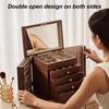 Wood Jewelry Box Large Capacity Earring Necklace Storage Boxes Multiple Drawers Ring Organizer Boxes Retro Jewelry Box with Lock