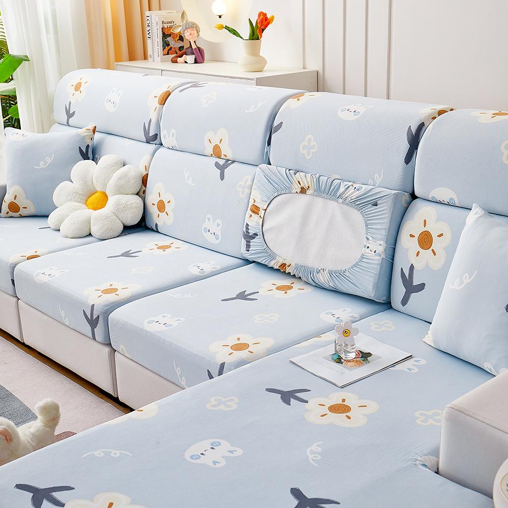 Summer Universal Stretch Sofa Cover Full Cover Cover Cute Print Sofa Towel Full Cover Ice Silk Thread Sofa Cushion