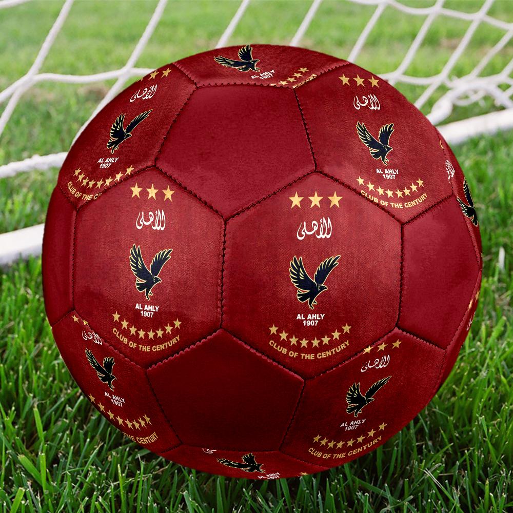 Al Ahly SC Soccer Ball, Colorful, Suitable for All Ages, Machine-stitched, PVC Material, Competition Grade, Durable and High Bounce